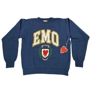 Emotionally Unavailable EMO Varsity Graphic Sweatshirt Navy Blue XL EU-SS23-CN1